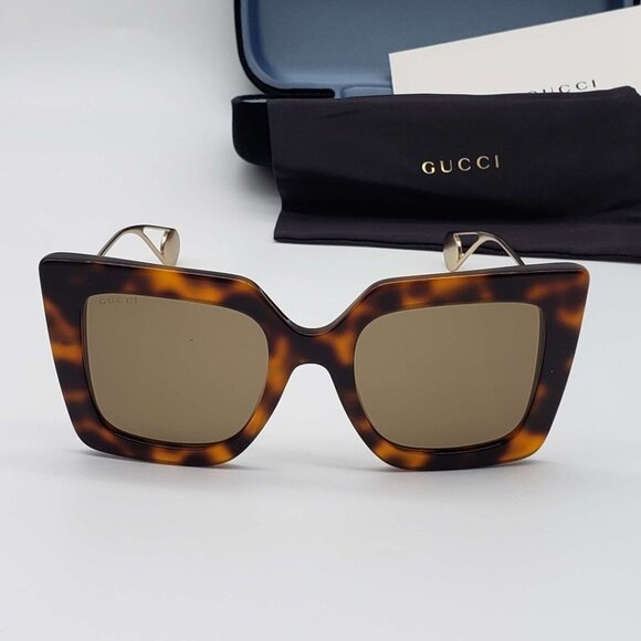 Gucci Havana Gold Brown Square Ladies Sunglasses main image 11